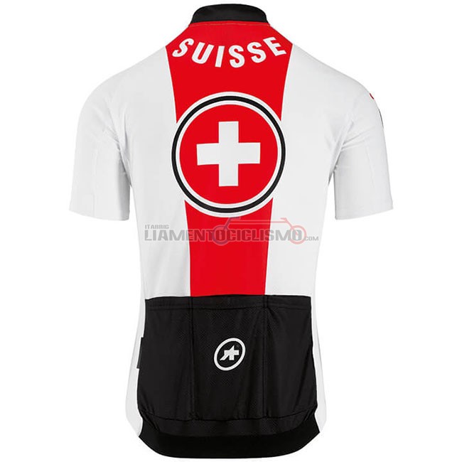 Abbigliamento Ciclismo Svizzera Manica Corta 2018 Rosso Bianco